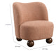 Dave Armless Accent Chair with Wooden Ball Feet | Pink Boucle Fabric