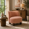 Dave Armless Accent Chair with Wooden Ball Feet | Pink Boucle Fabric