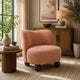 Dave Armless Accent Chair with Wooden Ball Feet | Pink Boucle Fabric
