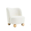 Dave Armless Accent Chair with Wooden Ball Feet | White Boucle Fabric