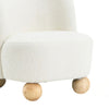 Dave Armless Accent Chair with Wooden Ball Feet | White Boucle Fabric