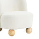 Dave Armless Accent Chair with Wooden Ball Feet | White Boucle Fabric