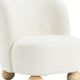 Dave Armless Accent Chair with Wooden Ball Feet | White Boucle Fabric