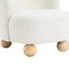 Dave Armless Accent Chair with Wooden Ball Feet | White Boucle Fabric