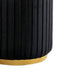Karie Ottoman Stool | Gold Trim | Vertical Channel Design | Black Fabric