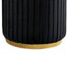 Karie Ottoman Stool | Gold Trim | Vertical Channel Design | Black Fabric