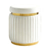 Karie Ottoman Stool | Gold Trim | Vertical Channel Design | White Fabric
