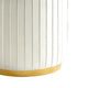 Karie Ottoman Stool | Gold Trim | Vertical Channel Design | White Fabric