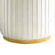 Karie Ottoman Stool | Gold Trim | Vertical Channel Design | White Fabric