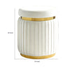 Karie Ottoman Stool | Gold Trim | Vertical Channel Design | White Fabric