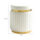 Karie Ottoman Stool | Gold Trim | Vertical Channel Design | White Fabric