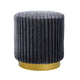 Zelda Ottoman Stool with Gold Steel Plinth Base | Gray Channeled Fabric