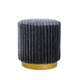 Zelda Ottoman Stool with Gold Steel Plinth Base | Gray Channeled Fabric