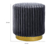 Zelda Ottoman Stool with Gold Steel Plinth Base | Gray Channeled Fabric