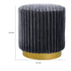 Zelda Ottoman Stool with Gold Steel Plinth Base | Gray Channeled Fabric