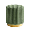 Zelda Ottoman Stool | Gold Steel Plinth Base | Green Channeled Fabric