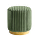 Zelda Ottoman Stool | Gold Steel Plinth Base | Green Channeled Fabric