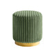 Zelda Ottoman Stool | Gold Steel Plinth Base | Green Channeled Fabric