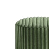 Zelda Ottoman Stool | Gold Steel Plinth Base | Green Channeled Fabric