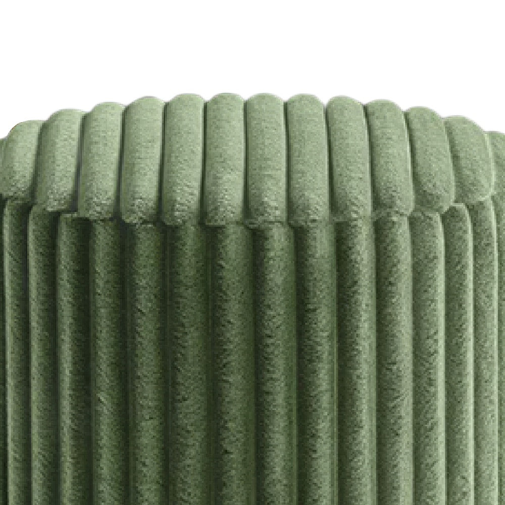 Zelda Ottoman Stool | Gold Steel Plinth Base | Green Channeled Fabric