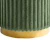 Zelda Ottoman Stool | Gold Steel Plinth Base | Green Channeled Fabric