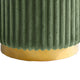Zelda Ottoman Stool | Gold Steel Plinth Base | Green Channeled Fabric