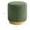 Zelda Ottoman Stool | Gold Steel Plinth Base | Green Channeled Fabric