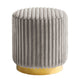 Zelda Ottoman Stool with Gold Steel Plinth Base | Gray Channeled Fabric
