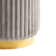 Zelda Ottoman Stool with Gold Steel Plinth Base | Gray Channeled Fabric