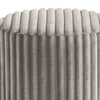Zelda Ottoman Stool with Gold Steel Plinth Base | Gray Channeled Fabric