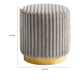 Zelda Ottoman Stool with Gold Steel Plinth Base | Gray Channeled Fabric