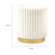 Zelda Ottoman Stool | Gold Steel Plinth Base | Beige Channeled Fabric