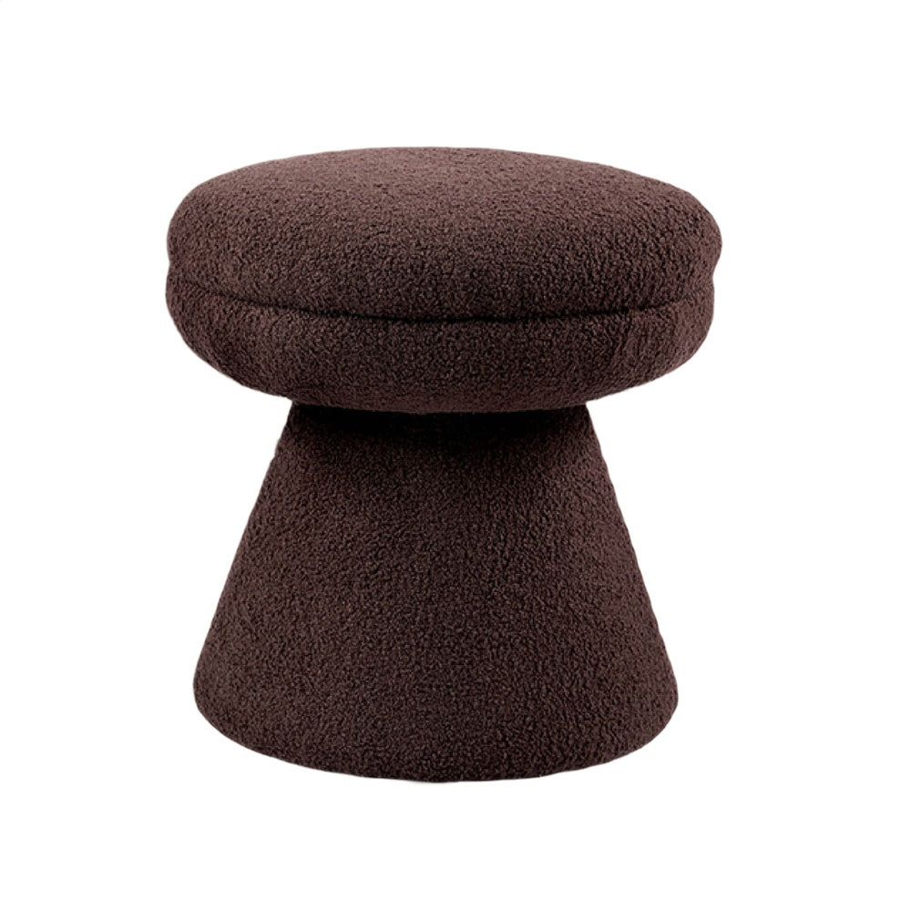 Xyna Mushroom-shaped Ottoman Stool with Pedestal Base | Brown Fabric