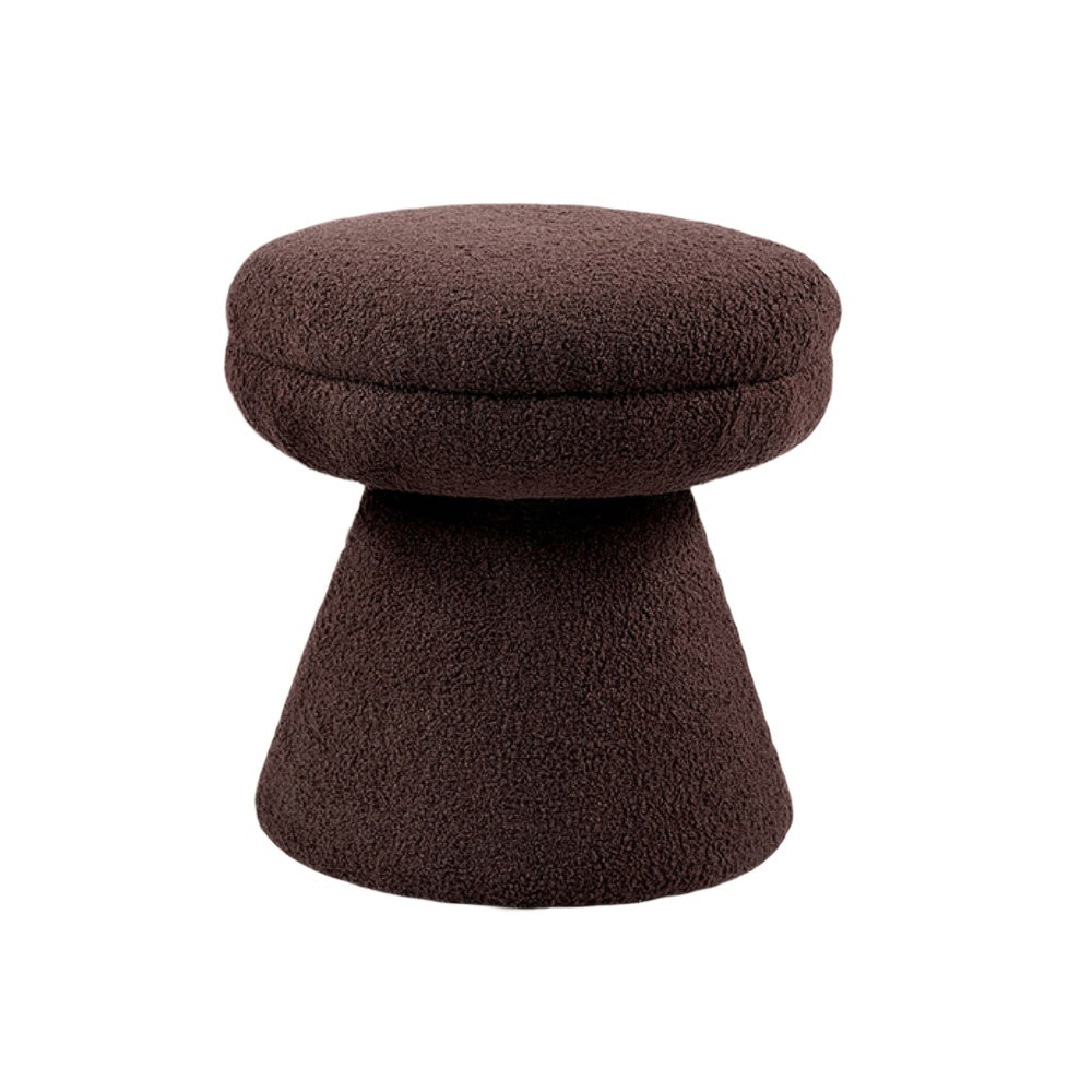 Xyna Mushroom-shaped Ottoman Stool with Pedestal Base | Brown Fabric