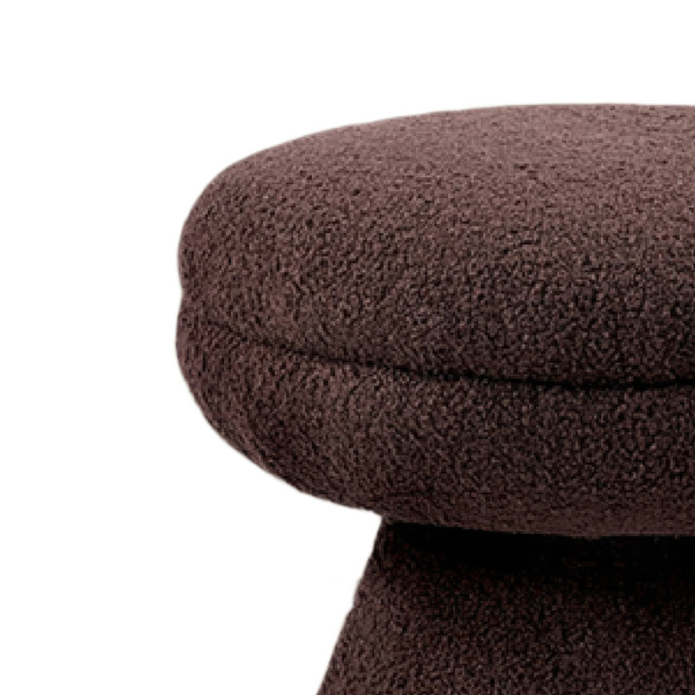 Xyna Mushroom-shaped Ottoman Stool with Pedestal Base | Brown Fabric
