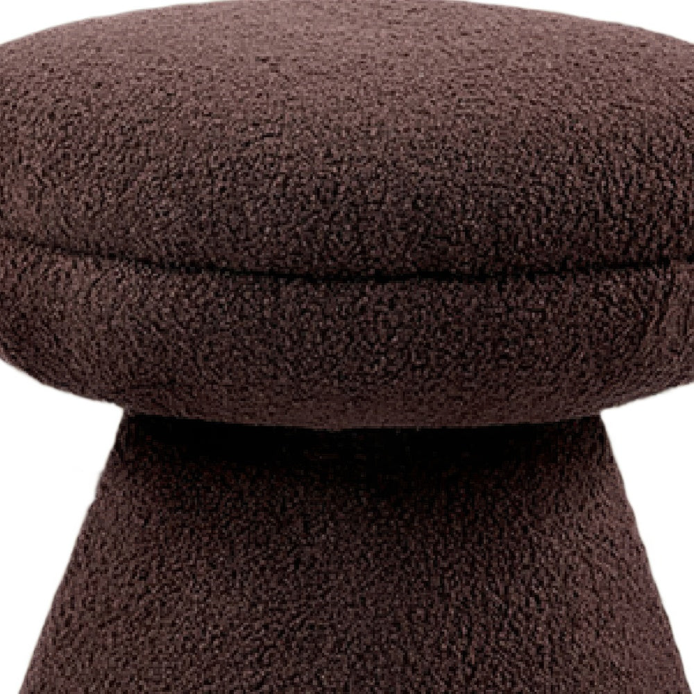 Xyna Mushroom-shaped Ottoman Stool with Pedestal Base | Brown Fabric