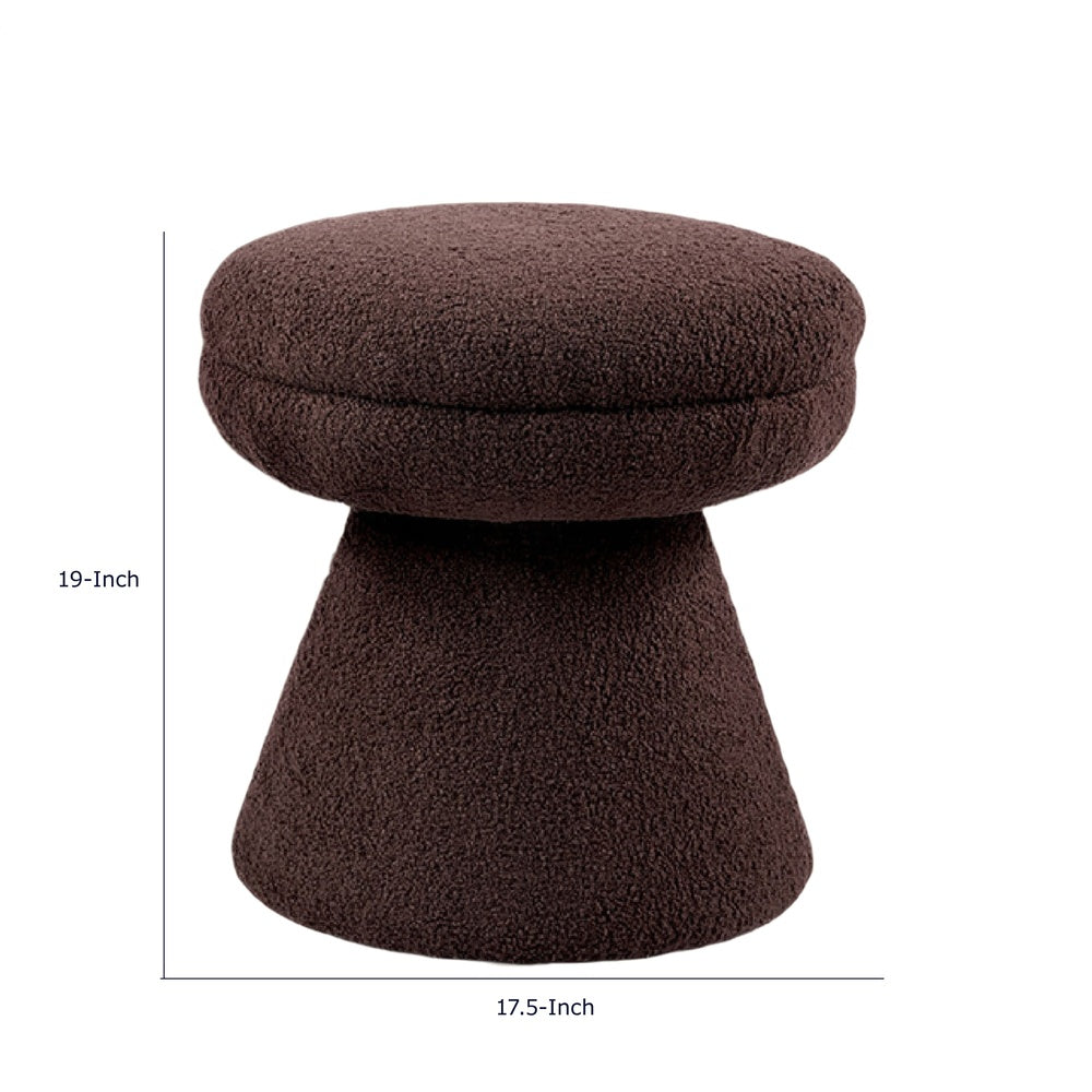 Xyna Mushroom-shaped Ottoman Stool with Pedestal Base | Brown Fabric