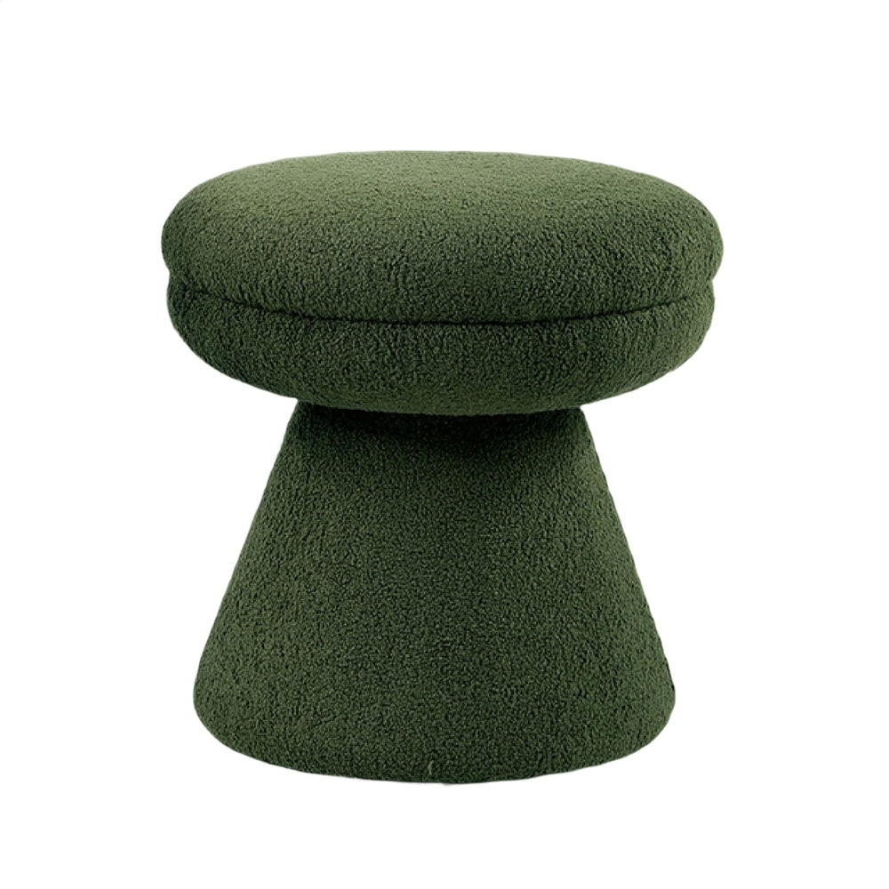 Xyna Mushroom-shaped Ottoman Stool with Pedestal Base | Green Fabric