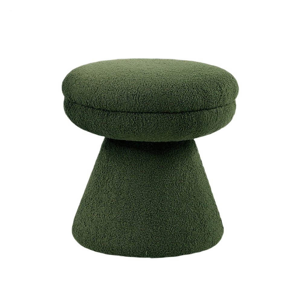 Xyna Mushroom-shaped Ottoman Stool with Pedestal Base | Green Fabric