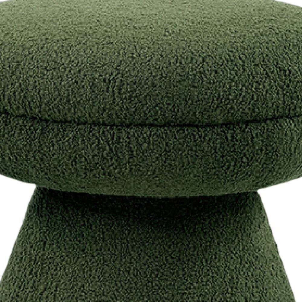 Xyna Mushroom-shaped Ottoman Stool with Pedestal Base | Green Fabric