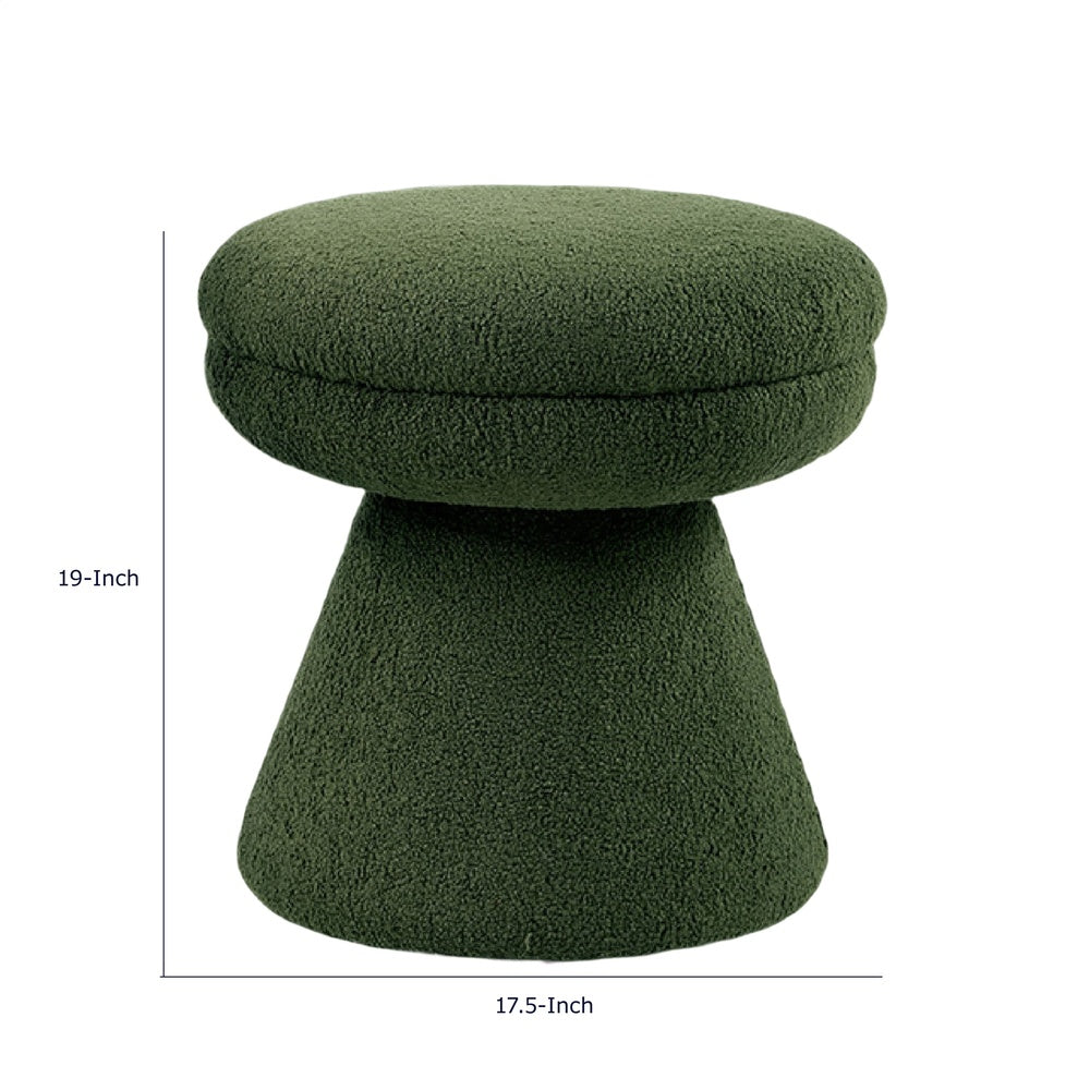 Xyna Mushroom-shaped Ottoman Stool with Pedestal Base | Green Fabric