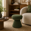 Xyna Mushroom-shaped Ottoman Stool with Pedestal Base | Green Fabric