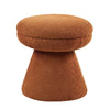 Xyna Mushroom-shaped Ottoman Stool | Pedestal Base | Saddle Brown Fabric