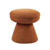 Xyna Mushroom-shaped Ottoman Stool | Pedestal Base | Saddle Brown Fabric