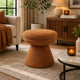 Xyna Mushroom-shaped Ottoman Stool | Pedestal Base | Saddle Brown Fabric