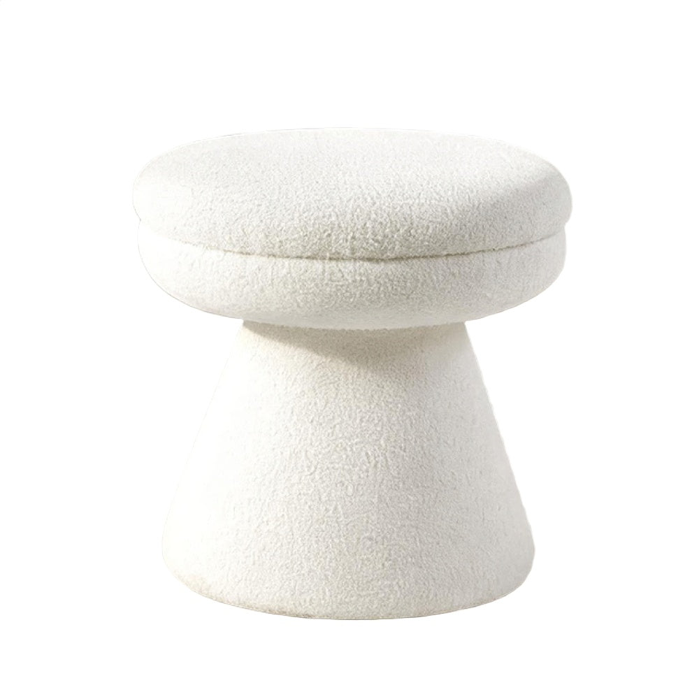 Xyna Mushroom-shaped Ottoman Stool with Pedestal Base | Beige Fabric