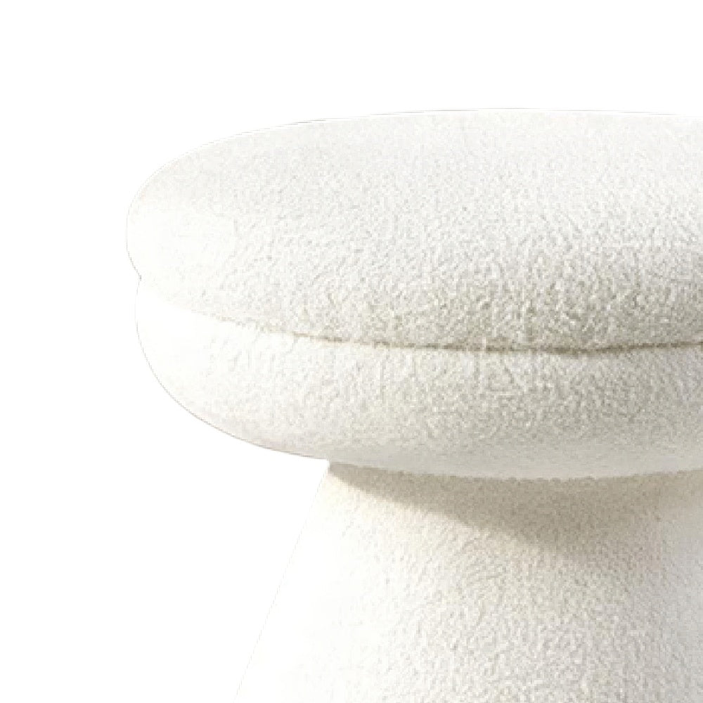 Xyna Mushroom-shaped Ottoman Stool with Pedestal Base | Beige Fabric