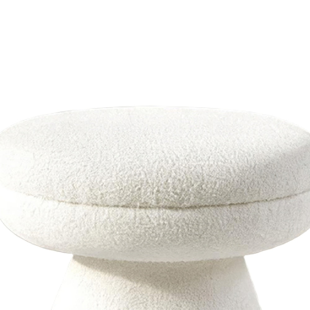 Xyna Mushroom-shaped Ottoman Stool with Pedestal Base | Beige Fabric