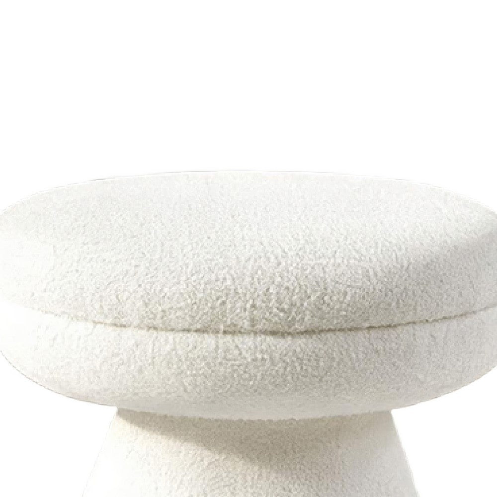 Xyna Mushroom-shaped Ottoman Stool with Pedestal Base | Beige Fabric
