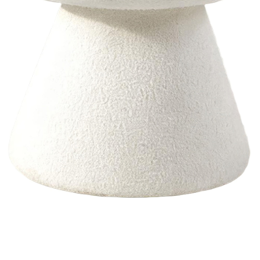 Xyna Mushroom-shaped Ottoman Stool with Pedestal Base | Beige Fabric